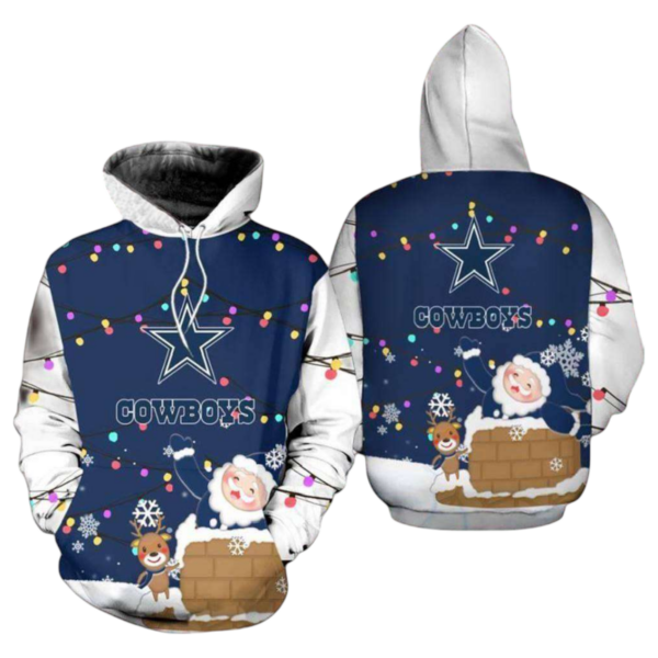 Dallas Cowboys Santa Chimney Christmas NFL Hoodie Gifts for Fans Gebone