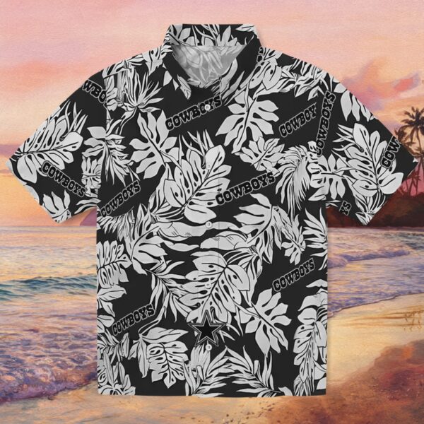 Dallas Cowboys Monstera Leaf Pattern Black Hawaiian Shirt