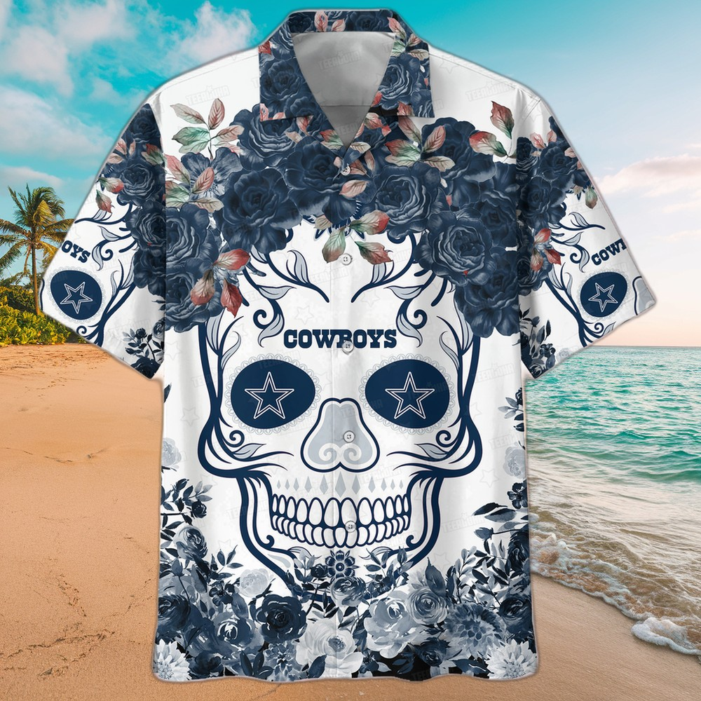 Dallas Cowboys NFL Flower Skull Hawaiian shirt
