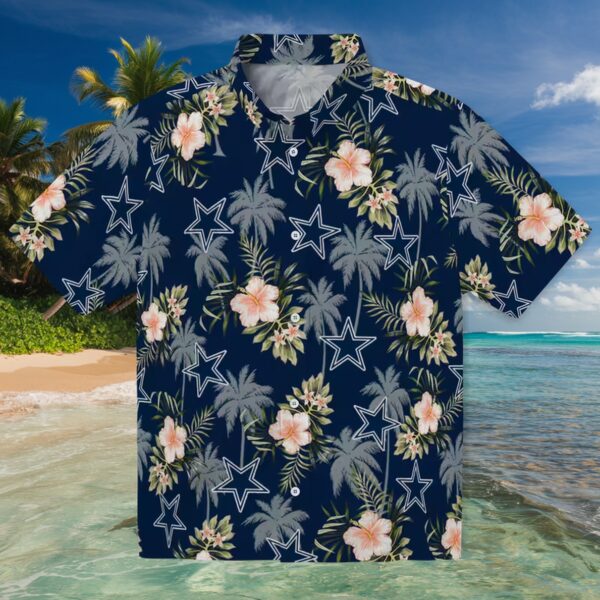 Dallas Cowboys Palm Tree Flower Blue Hawaiian Shirt