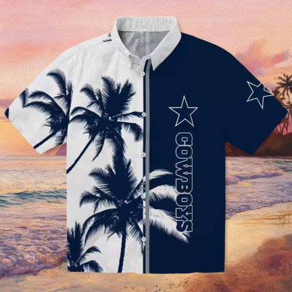 Dallas Cowboys Palm Trees Blue White Hawaiian Shirt