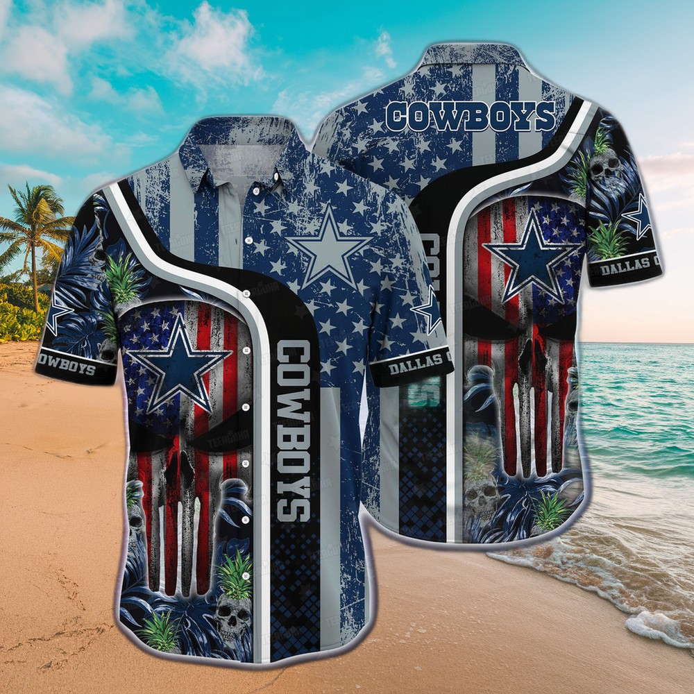 Dallas Cowboys Patriot Skull Hawaiian Shirt