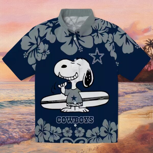 Dallas Cowboys Snoopy Surf Blue White Hawaiian Shirt