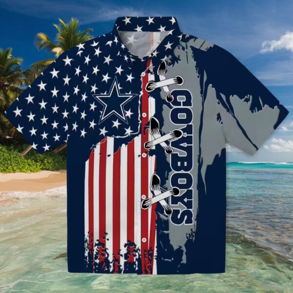 Dallas Cowboys Stitched Flag Blue Hawaiian Shirt