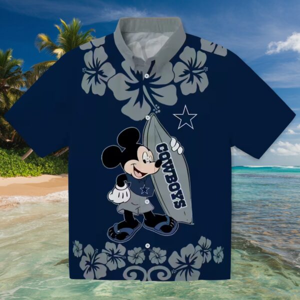 Dallas Cowboys Surfing Mickey Blue Hawaiian Shirt