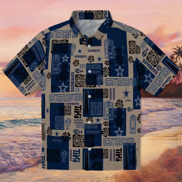 Dallas Cowboys Tribal Symbols Blue Hawaiian Shirt