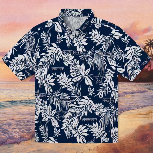 Dallas Cowboys Tropical Leaf Blue White Hawaiian Shirt