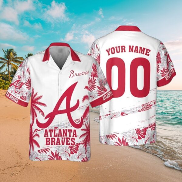 Atlanta Braves Personalized Tropical Palm Aloha Shirt
