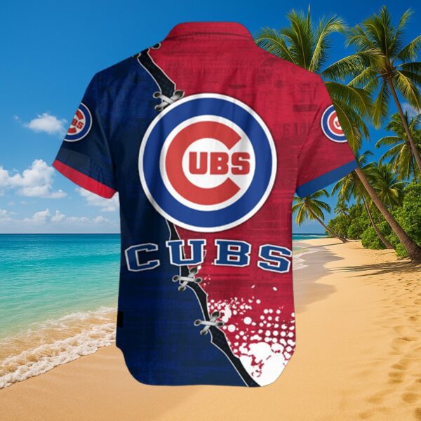 Chicago Cubs Bear Pitcher Split Design Tropical Aloha Shirt - Image 3