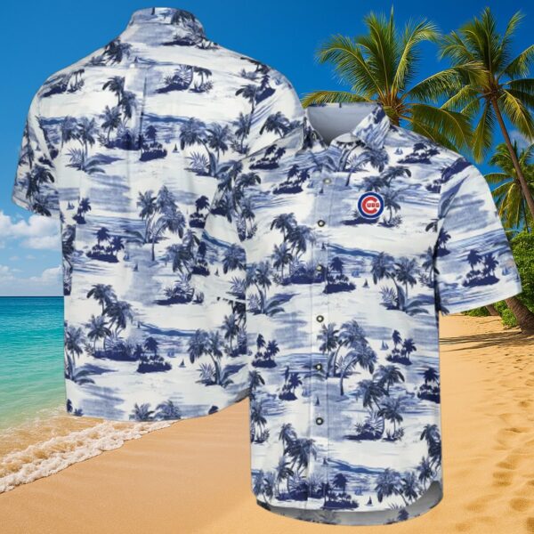 Chicago Cubs Blue Palm Island Print MLB Aloha Shirt