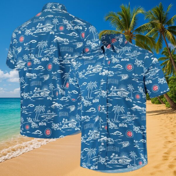 Chicago Cubs Blue Tropical Ocean Button-Up Shirt