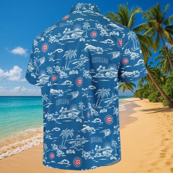 Chicago Cubs Blue Tropical Ocean Button-Up Shirt - Image 3
