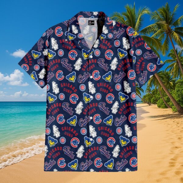 Chicago Cubs Cubbie Blue Pattern Aloha Shirt