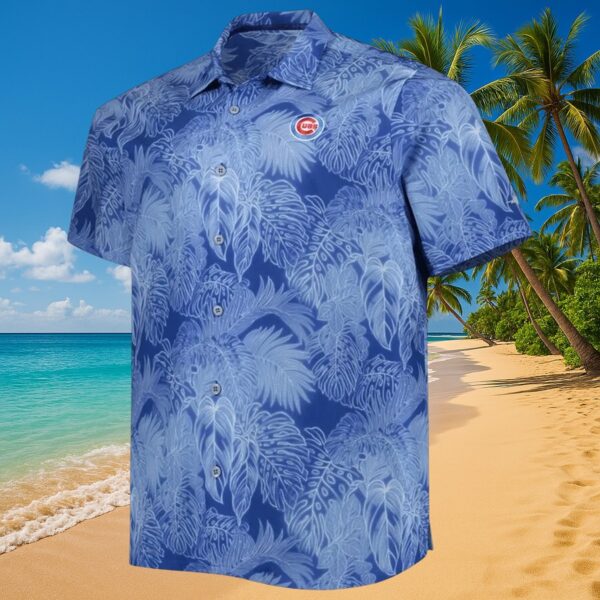 Chicago Cubs Faded Blue Tropical Aloha Shirt MLB Fan Gear