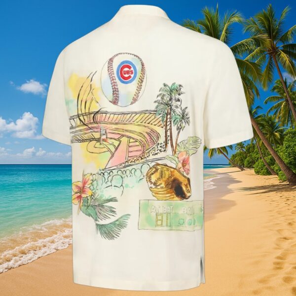 Chicago Cubs Field of Dreams Sketch Art Hawaiian Shirt - Image 3