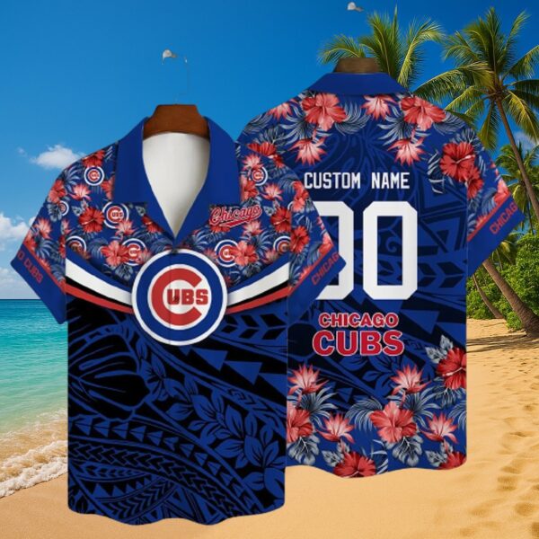 Chicago Cubs Floral Tribal Custom Hawaiian Shirt