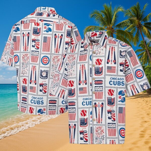 Chicago Cubs Patriotic Baseball Aloha Shirt - MLB Fan