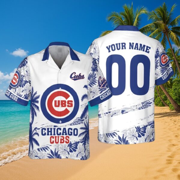 Chicago Cubs Personalized Tropical Print Button-Up Shirt