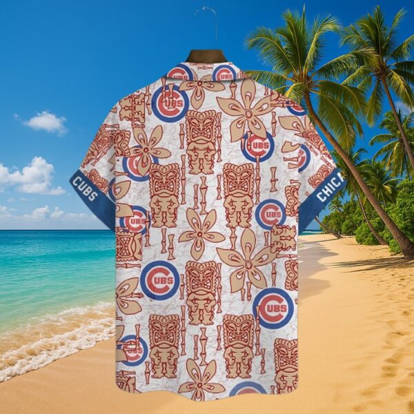 Chicago Cubs Retro Tiki Pattern MLB Button-Up Shirt - Image 3