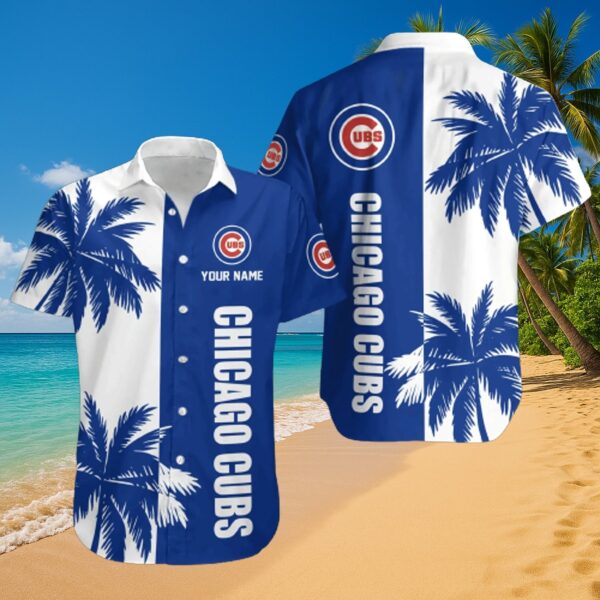 Chicago Cubs Split Design Palm Tree Hawaiian Shirt