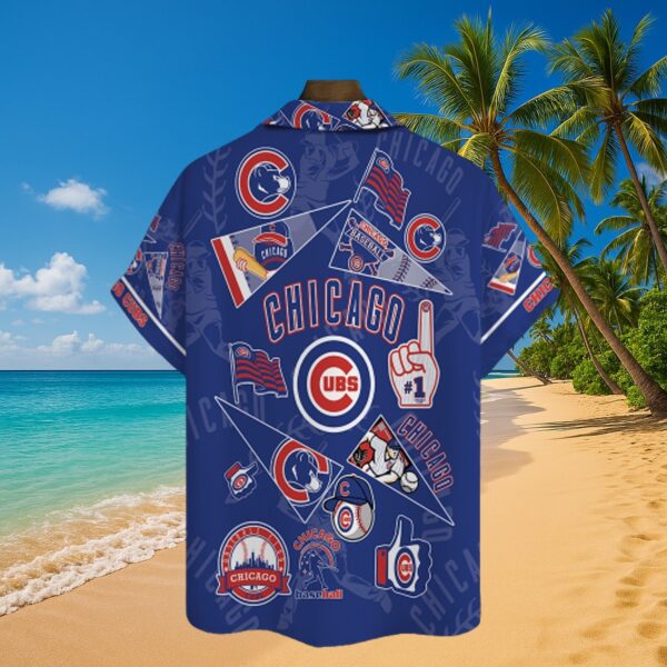Chicago Cubs Tropical Baseball Aloha Shirt - Image 3
