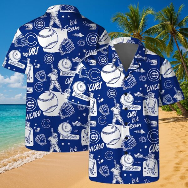 Chicago Cubs Tropical Baseball Print MLB Button-Up Shirt