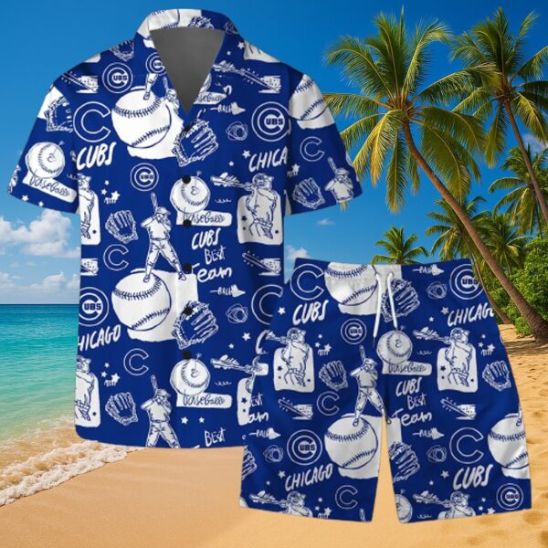 Chicago Cubs Tropical Baseball Print MLB Button-Up Shirt - Image 3