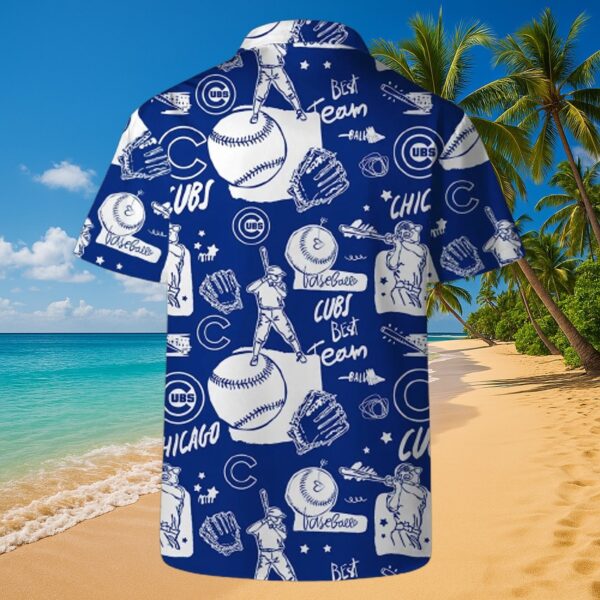 Chicago Cubs Tropical Baseball Print MLB Button-Up Shirt - Image 5