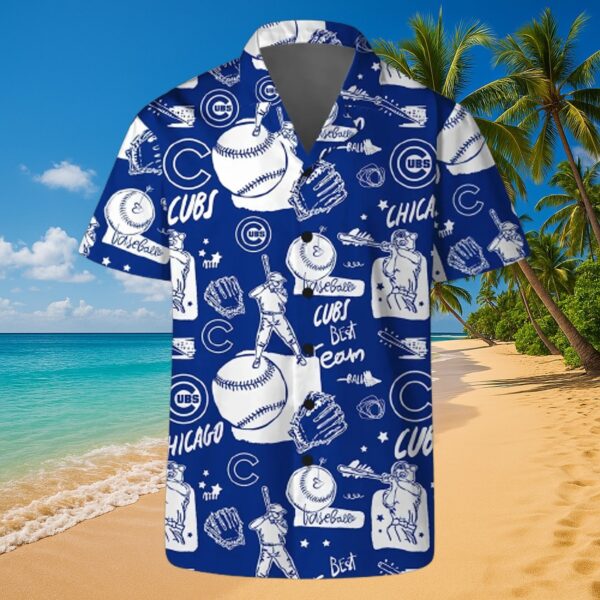Chicago Cubs Tropical Baseball Print MLB Button-Up Shirt - Image 6
