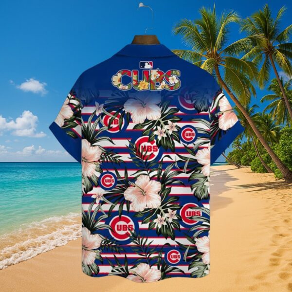 Chicago Cubs Tropical Floral Stripe Button-Up - Image 3