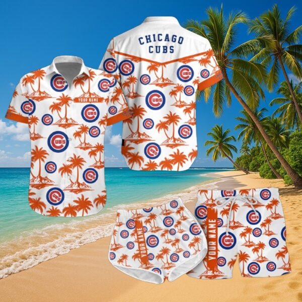 Chicago Cubs Tropical Palm Hawaiian Outfit Set Custom