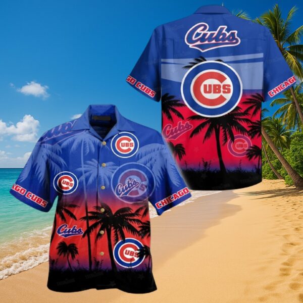 Chicago Cubs Tropical Palm Sunset Aloha Shirt - MLB Fan Gear