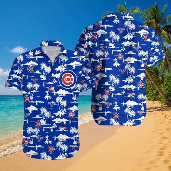 Cubs Blue Tropical 'Fly the W' Aloha Shirt