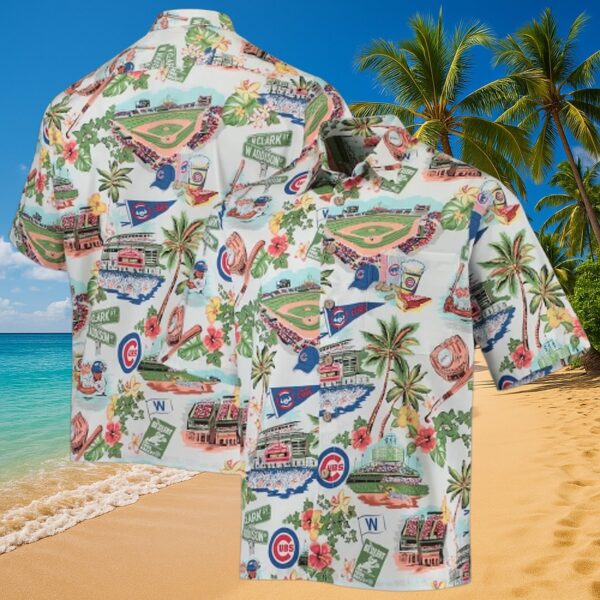 Cubs Wrigley Field Tropical Aloha Shirt - MLB Fan Gear