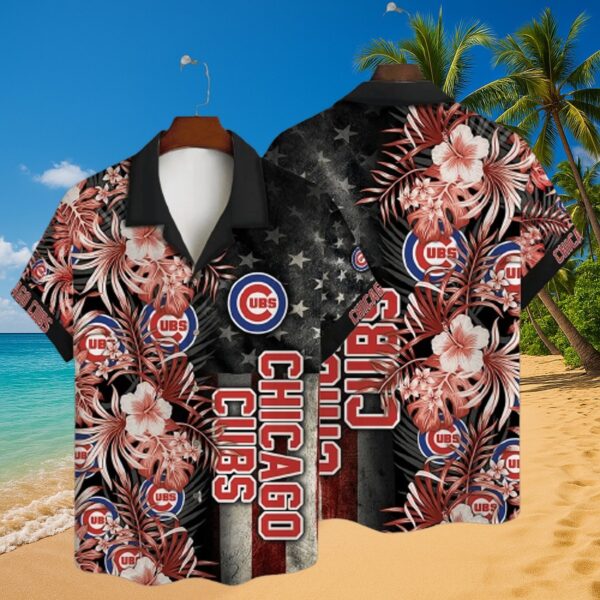 MLB Chicago Cubs Tropical Flag Aloha Shirt Fan Gear