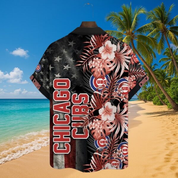 MLB Chicago Cubs Tropical Flag Aloha Shirt Fan Gear - Image 3