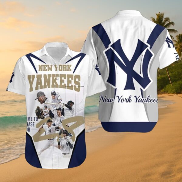 NY Yankees Baseball Action Aloha Shirt - MLB Fan Gear