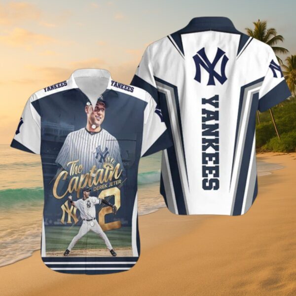NY Yankees Derek Jeter 'Captain' Hawaiian Shirt MLB