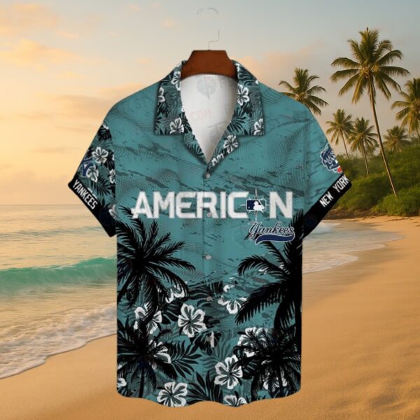 NY Yankees Teal Palm Floral MLB Hawaiian Shirt