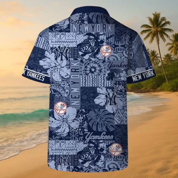 New York Yankees Blue Mosaic Aloha Shirt - Tropical Fan Apparel - Image 4