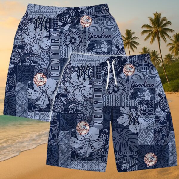 New York Yankees Blue Mosaic Aloha Shirt - Tropical Fan Apparel - Image 5