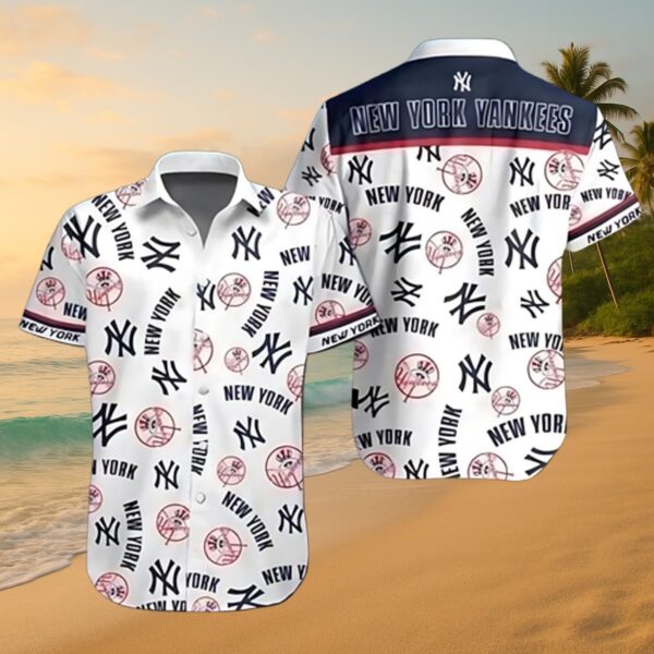 New York Yankees Emblem Pattern MLB Aloha Shirt