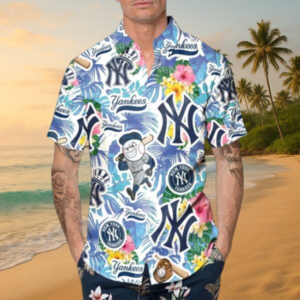 New York Yankees MLB Tropical Print Aloha Shirt - Image 3