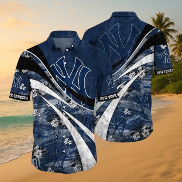 New York Yankees Navy Tropical Flow MLB Aloha Shirt