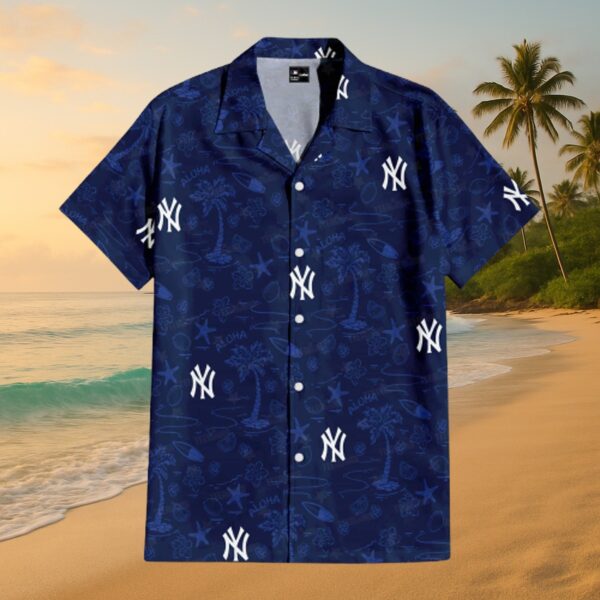 New York Yankees Palm & Aloha Print Hawaiian Shirt