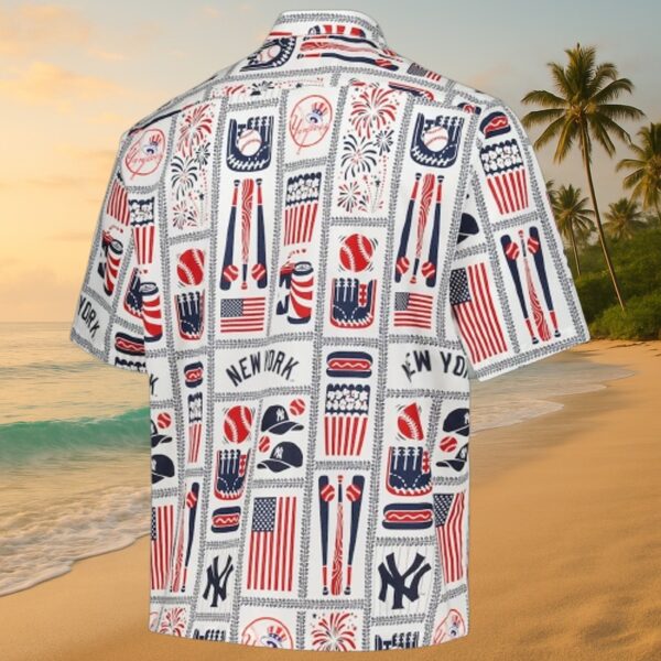 New York Yankees Patriotic Baseball Hawaiian Shirt - Image 3