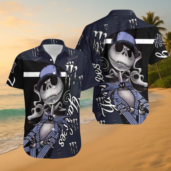 New York Yankees Spooky Skeleton Aloha Shirt