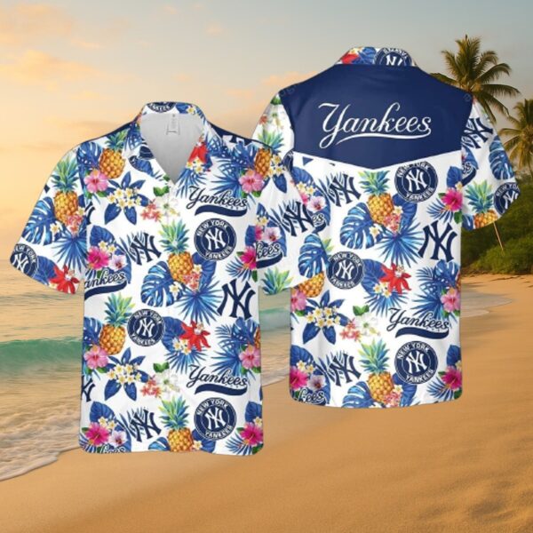 New York Yankees Tropical Floral Aloha Shirt