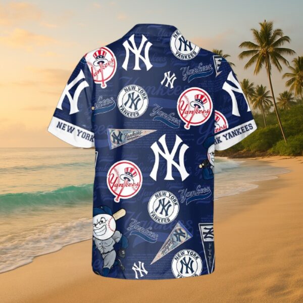 New York Yankees Tropical Icons Print Hawaiian Shirt - Image 3