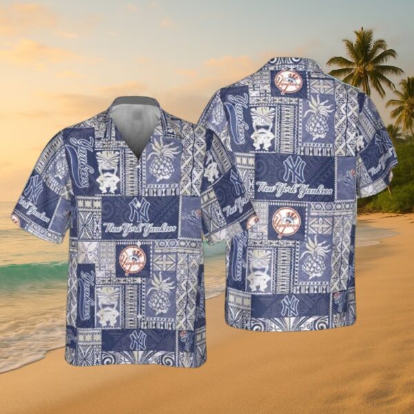 New York Yankees Tropical Patch Aloha Shirt